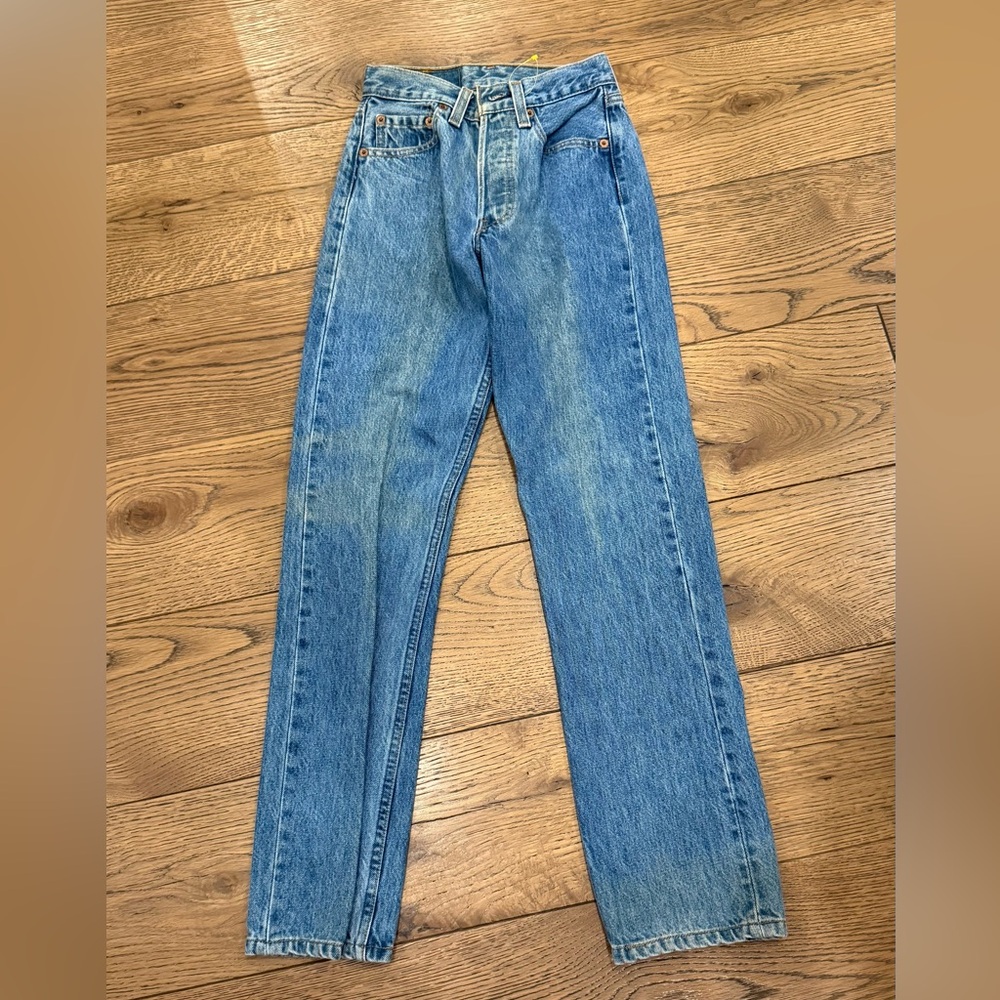 Levi’s distressed vintage straight leg jeans